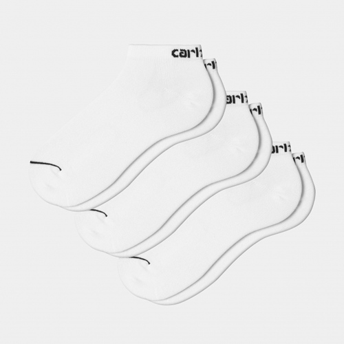 Script Sneakers Socks White Black 3 pair