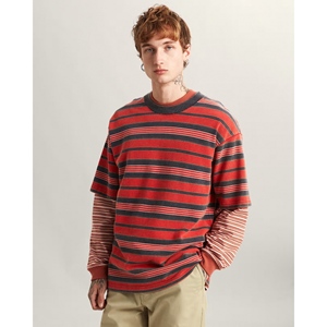 Pique Stripe SS Knit Racing Red