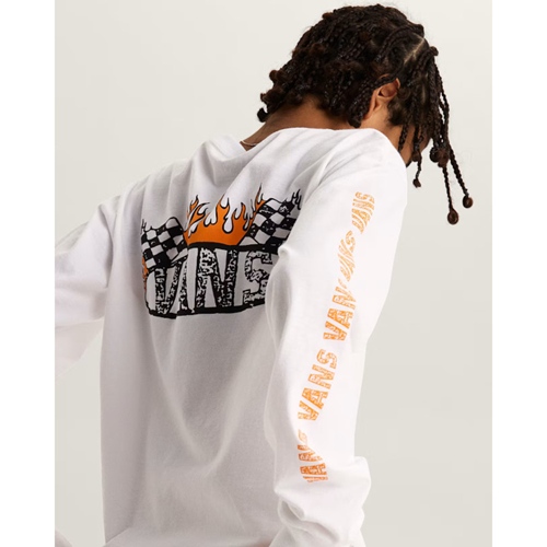 Racing Flames Kids Longsleeve White