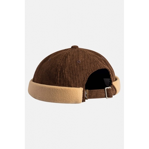 Docker Cap Dark Brown Cord Beige Fleece