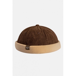 Docker Cap Dark Brown Cord Beige Fleece