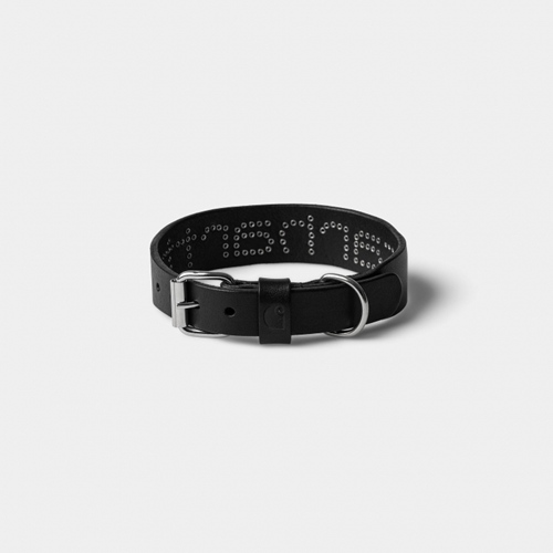 Script Studs Dog Collar Black S-M