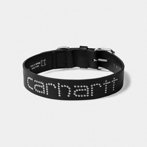 Script Studs Dog Collar Black M-L