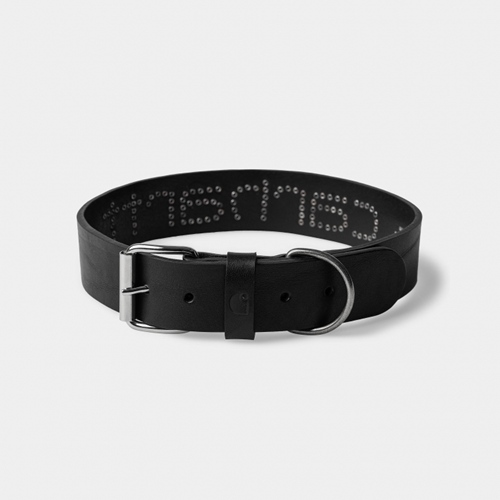 Script Studs Dog Collar Black M-L