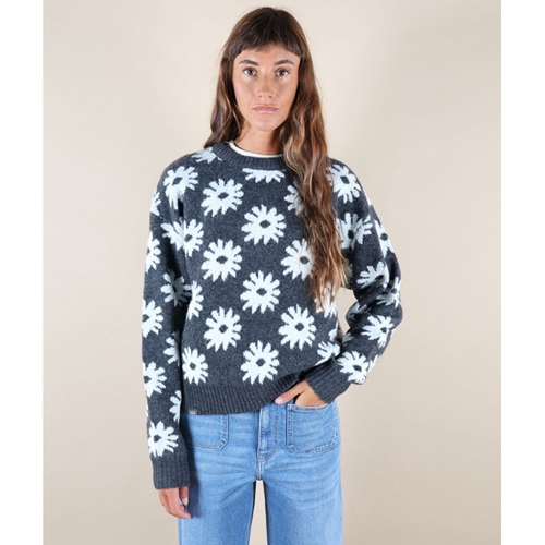 Pandora Flowers Jacquard Sweater Caviar