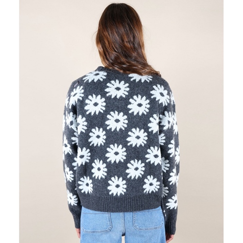 Pandora Flowers Jacquard Sweater Caviar