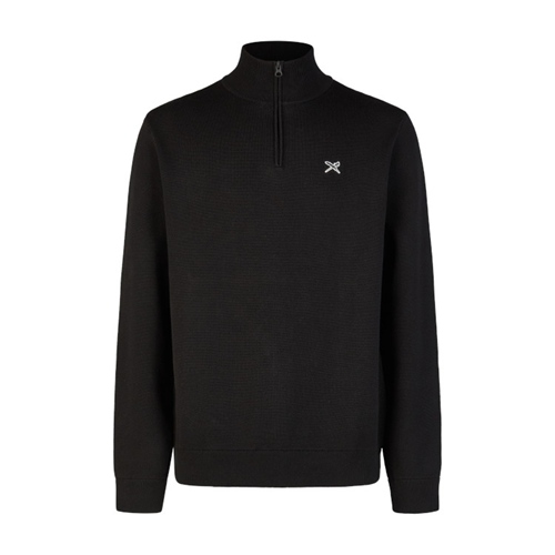 Heavy Flag Knit Troyer Black