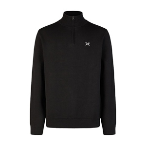 Heavy Flag Knit Troyer Black