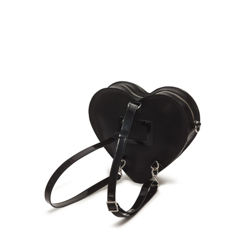 Heart Leather Backpack Black
