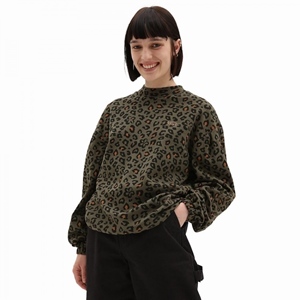 Printed LS Boxy Mock Neck Top Grape Leaf