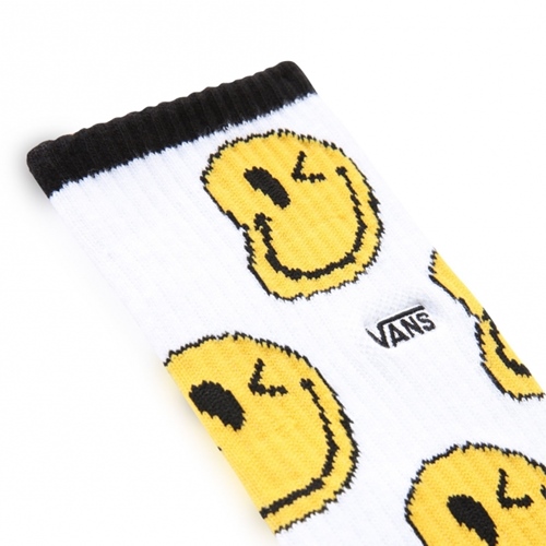 Smiley Drip Crew Socks Black