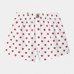 Cotton Boxer Heart Print White