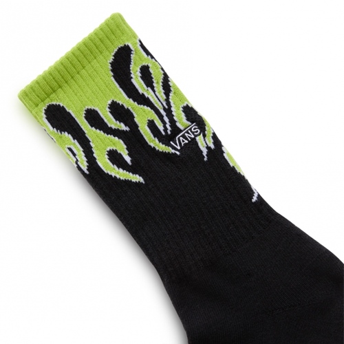 Flaming Vans Crew Black Lime Green