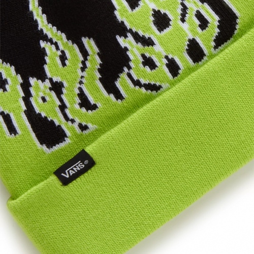 Flaming Vans Beanie Black Lime Green