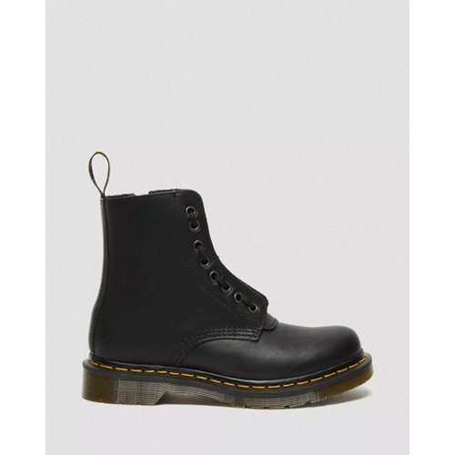 1460 Pascal Front Zip Black Nappa Boots