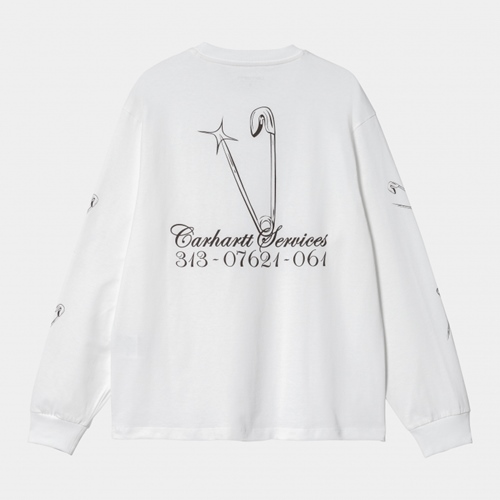 W L/S Safety Pin T-Shirt White Bordeaux