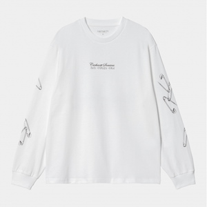 W L/S Safety Pin T-Shirt White Bordeaux