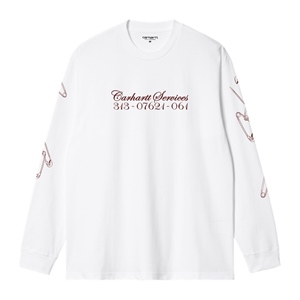 L/S Safety Pin T-Shirt White Bordeaux