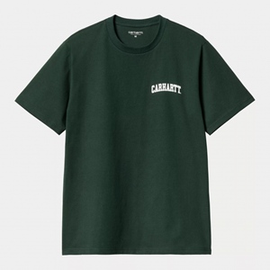 S/S University Script T-Shirt Conifer Wh