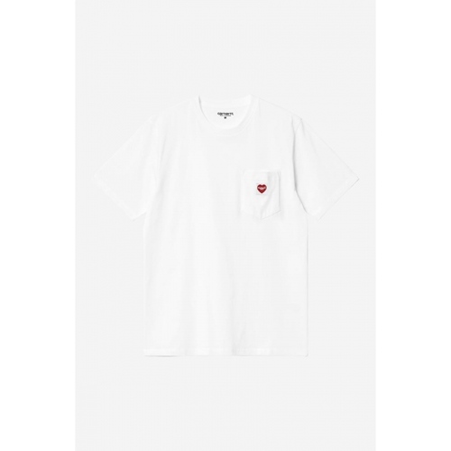 S/S Pocket Heart T-Shirt White Red