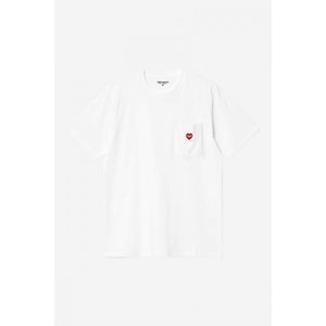 S/S Pocket Heart T-Shirt White Red