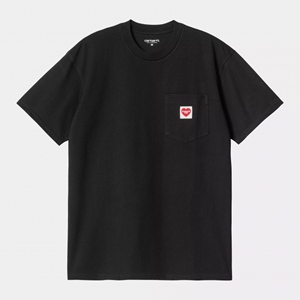S/S Pocket Heart T-Shirt Black Red