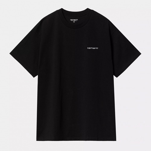 S/S Script Embroidery T-Shirt Blk White