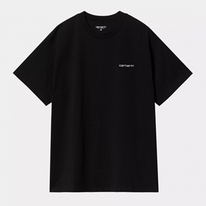 S/S Script Embroidery T-Shirt Blk White