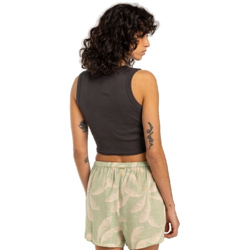 Sun Up Cropped Tank Top Off Black