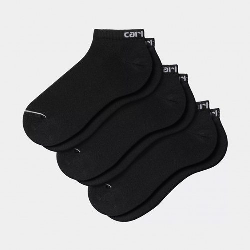 Script Sneakers Socks Black White 3 pair