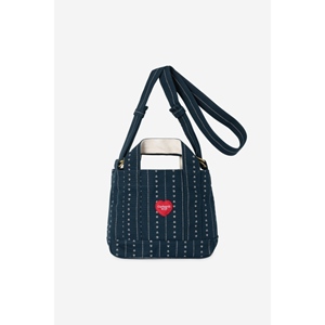 Drewe Tote Small Heart C Pine stripe