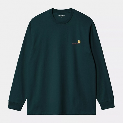 L/S American Script T-Shirt Deep Lagoon