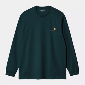 L/S American Script T-Shirt Deep Lagoon