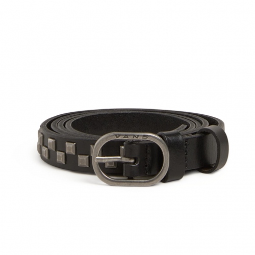 Check Leather Belt Black