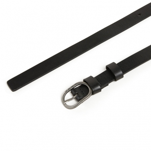 Check Leather Belt Black