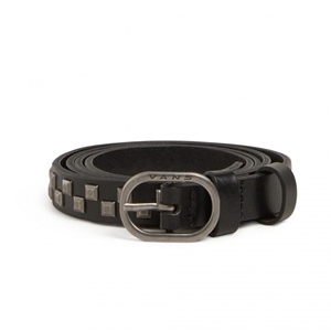 Check Leather Belt Black