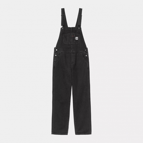 W Bib Overall Straight Black Stone Washe