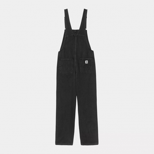 W Bib Overall Straight Black Stone Washe