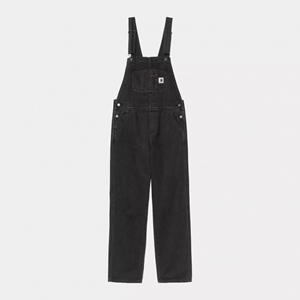 W Bib Overall Straight Black Stone Washe