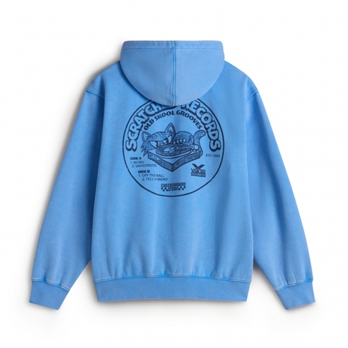 Scratched Records Pullover Tranquil Blue