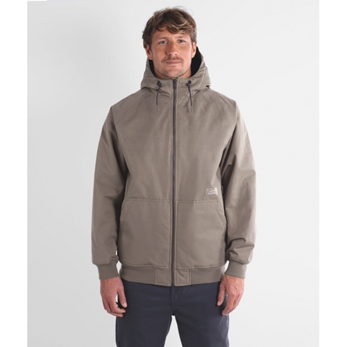 Canvas Hooded Jacket sherpa Pebble
