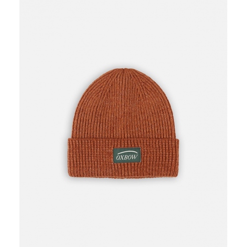 Contrasted Label Beanie Cinnamon