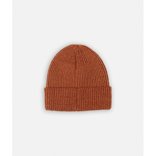 Contrasted Label Beanie Cinnamon