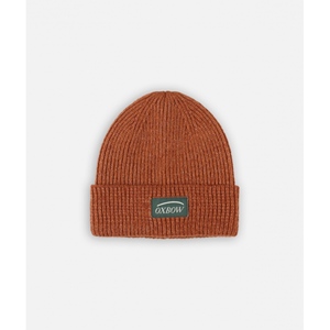 Contrasted Label Beanie Cinnamon