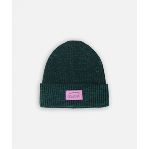 Contrasted Label Beanie Mountain Green