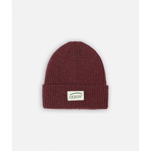 Contrasted Label Beanie Plum