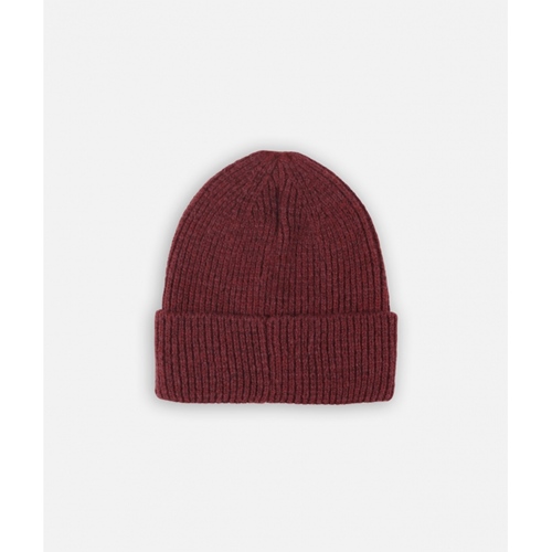 Contrasted Label Beanie Plum