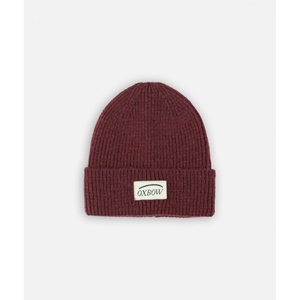 Contrasted Label Beanie Plum