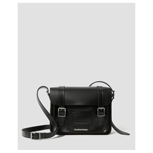 11" Leather Satchel Black Kiev Smooth
