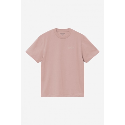 W S/S Script Embroidery T-S Gentle Pink